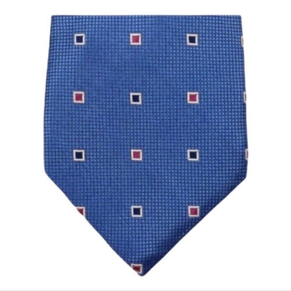 Lauren Ralph Lauren Silk Tie Blue Red Gray Geometric Pattern Men’s